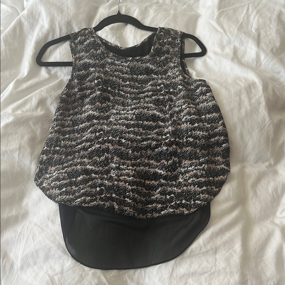 Rag & Bone Black and White Ruched Asymmetrical Tank Top - Picture 1 of 3